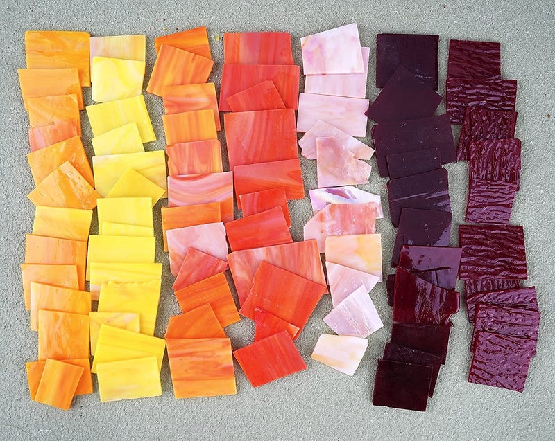 Lanyani Stained Glass Sheets Pieces, Glass Mosaics Tiles for Artwork and Crafts Art Projects, 35oz Value Pack, Flame - Image 5