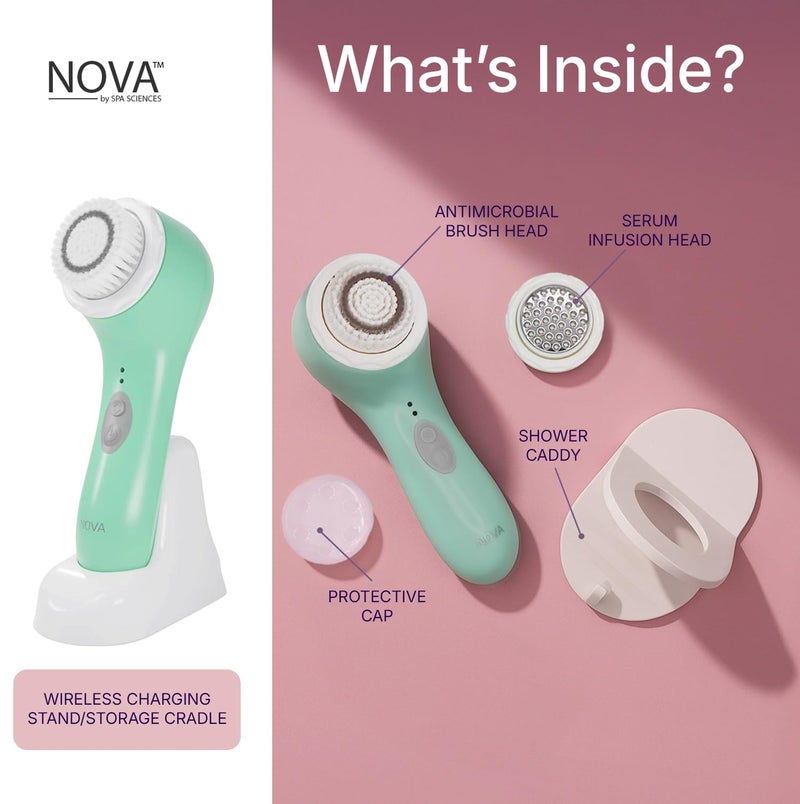 Spa Sciences - NOVA - Sonic Cleansing Brush with Bristles & Infusion System â€“ Anti-Aging Facial Exfoliating, Waterproof, and USB Rechargeable - Image 3