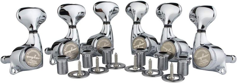 guyker Guitar Locking Tuners (3L + 3R) - 1:21 Lock String Tuning Key Pegs Machine Head Set Replacement for ST TL SG LP Style Electric, Folk or Acoustic Guitars – Chrome - Image 1