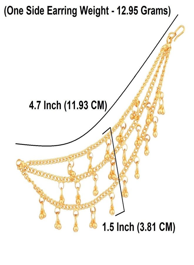 Efulgenz Indian Traditional Ear Chains Earrings for Women Bridal Jewelry for Wedding Layered Ear Support Chain Hair Accessory - Image 4