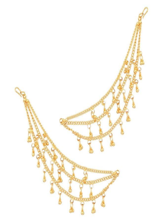 Efulgenz Indian Traditional Ear Chains Earrings for Women Bridal Jewelry for Wedding Layered Ear Support Chain Hair Accessory - Image 1