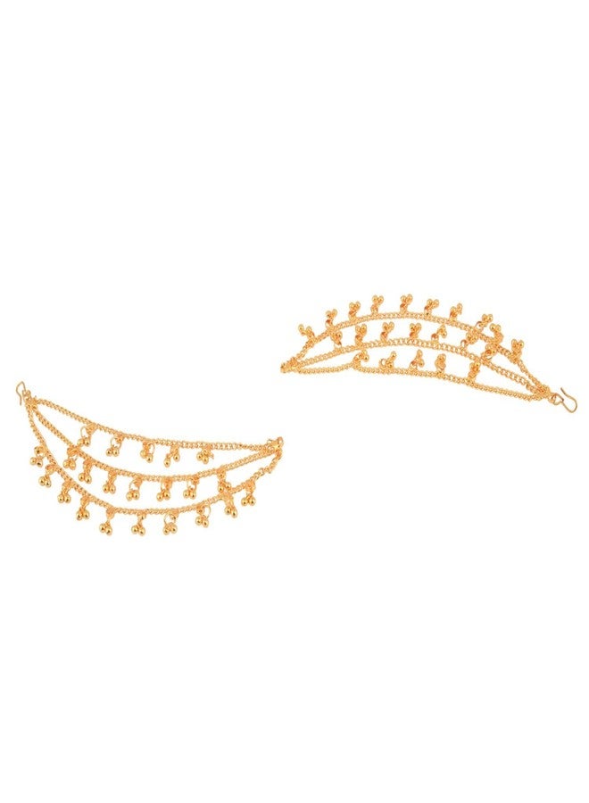 Efulgenz Indian Traditional Ear Chains Earrings for Women Bridal Jewelry for Wedding Layered Ear Support Chain Hair Accessory - Image 5
