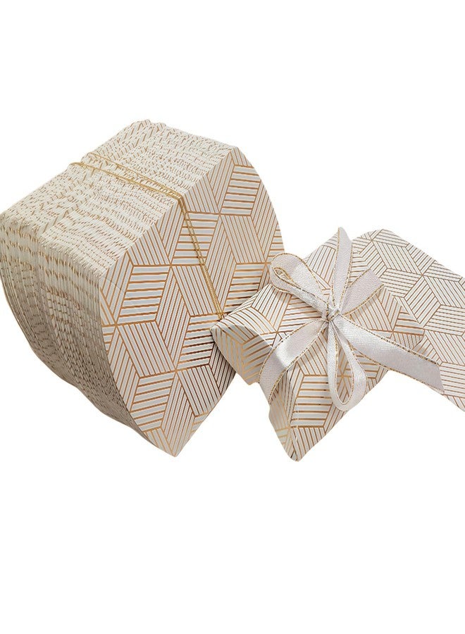 OHEETU 50Pcs Kraft Paper Wedding Favor Boxes Mini Candy Box with Gold Ribbon Jewelry Gift Packing Bridal Party Accessory(11x7CM) - Image 1