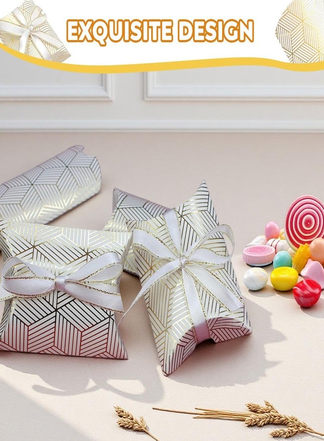 OHEETU 50Pcs Kraft Paper Wedding Favor Boxes Mini Candy Box with Gold Ribbon Jewelry Gift Packing Bridal Party Accessory(11x7CM) - Image 3