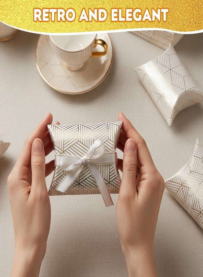 OHEETU 50Pcs Kraft Paper Wedding Favor Boxes Mini Candy Box with Gold Ribbon Jewelry Gift Packing Bridal Party Accessory(11x7CM) - Image 5
