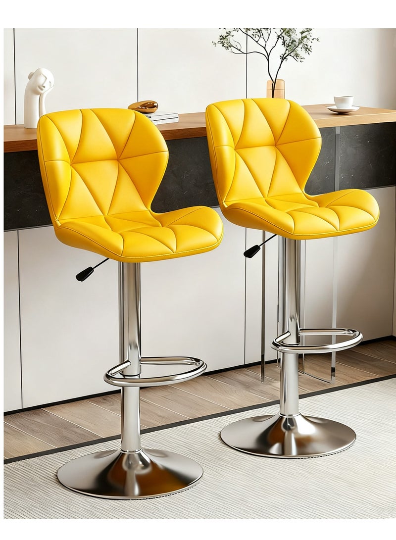 YY-Recheer Adjustable Swivel Bar Stool, Kitchen Swivel Chair with Footrest and Backrest, PU Leather Counter Stool for Dining Room, Bar - Image 1