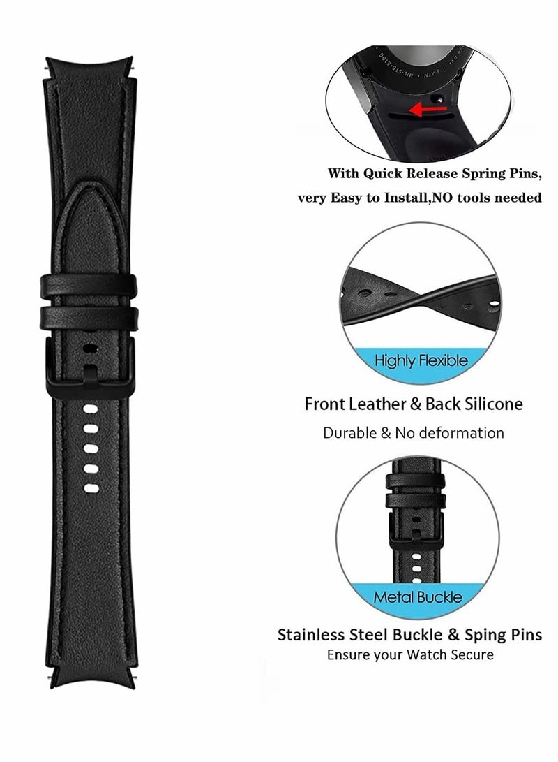 Leather Watch Band for Galaxy Watch 4/4 Classic 42mm/46mm, 2 Pcs 20mm Quick Release Watch Strap - Image 3