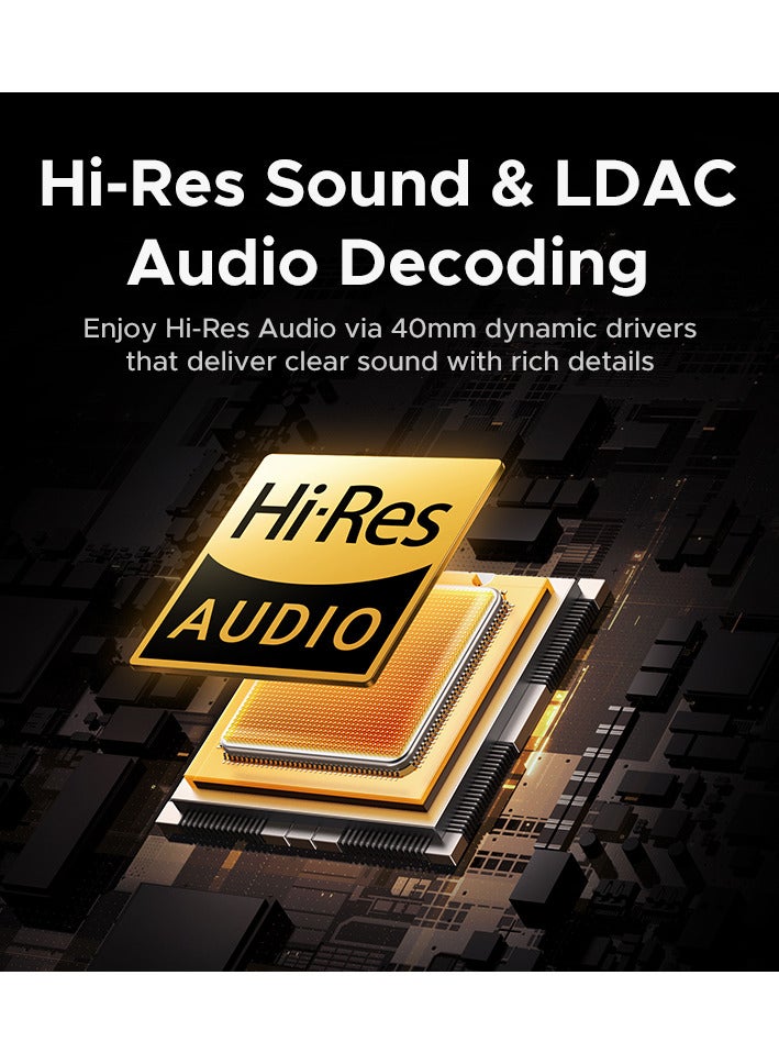 يو جرين سماعات الرأس HiTune Max6 بتقنية إلغاء الضوضاء، صوت لاسلكي عالي الدقة بتقنية LDAC، مدة تشغيل تصل إلى 120 ساعة، بلوتوث 6.0 لاسلكي، سماعات رأس لاسلكية فوق الأذن مع جهير عميق للسفر - Image 3