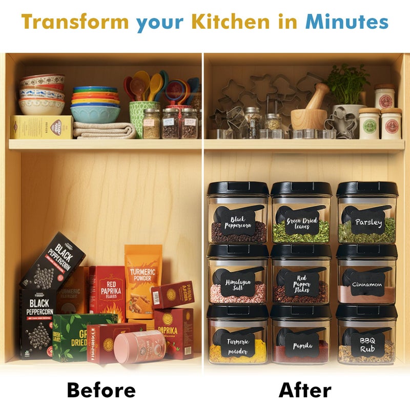 Shazo 9 PC Airtight Food Storage Containers - BPA Free Clear Plastic Snack & Spice Containers with Easy Lock Lids - Kitchen and Pantry Organization for Herbs, Coffee, Tea - 0.5L / 2.1 Cups - Image 5