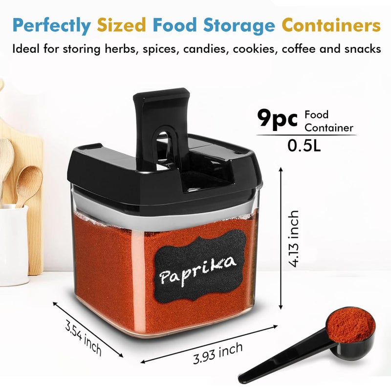 Shazo 9 PC Airtight Food Storage Containers - BPA Free Clear Plastic Snack & Spice Containers with Easy Lock Lids - Kitchen and Pantry Organization for Herbs, Coffee, Tea - 0.5L / 2.1 Cups - Image 3