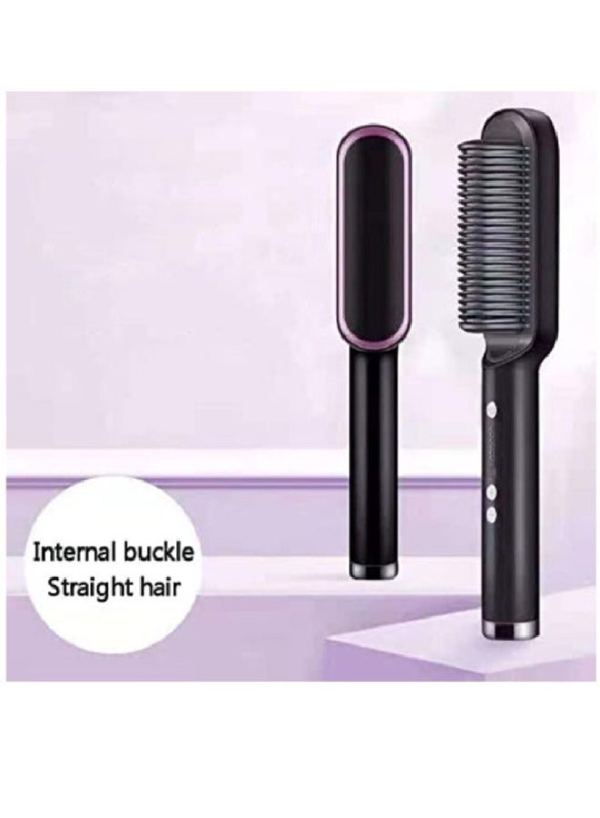 ارواق فرشاة فرد الشعر الكهربائية المصنوعة من السيراميك للنساء والرجال - مصفف شعر احترافي مع 5 إعدادات حرارة قابلة للتعديل - أسود - Image 4