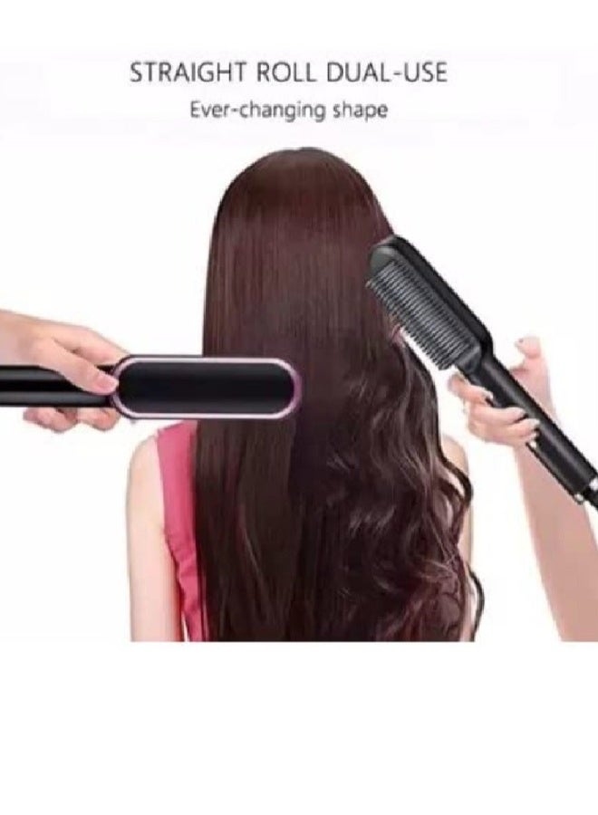 ارواق فرشاة فرد الشعر الكهربائية المصنوعة من السيراميك للنساء والرجال - مصفف شعر احترافي مع 5 إعدادات حرارة قابلة للتعديل - أسود - Image 5