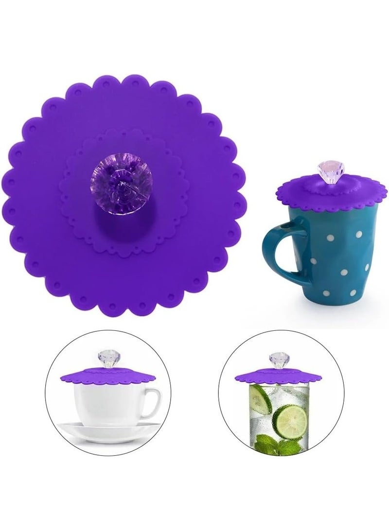 غطاء كوب سيليكون مبتكر – غطاء أكواب زجاجية مقاوم للغبار، غطاء محكم الإغلاق لشرب القهوة، النبيذ والمشروبات – غطاء أكواب ماسك على شكل ماسة، متعدد الألوان، قابل لإعادة الاستخدام - Image 2