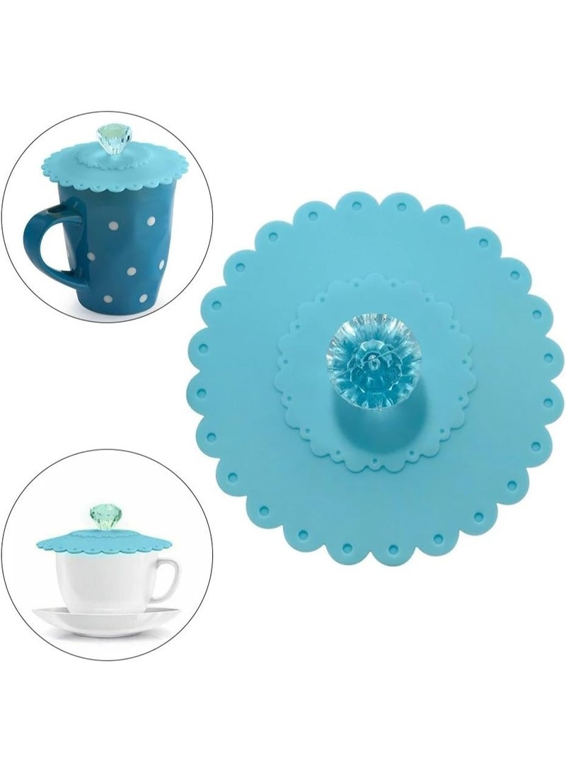 غطاء كوب سيليكون مبتكر – غطاء أكواب زجاجية مقاوم للغبار، غطاء محكم الإغلاق لشرب القهوة، النبيذ والمشروبات – غطاء أكواب ماسك على شكل ماسة، متعدد الألوان، قابل لإعادة الاستخدام - Image 3