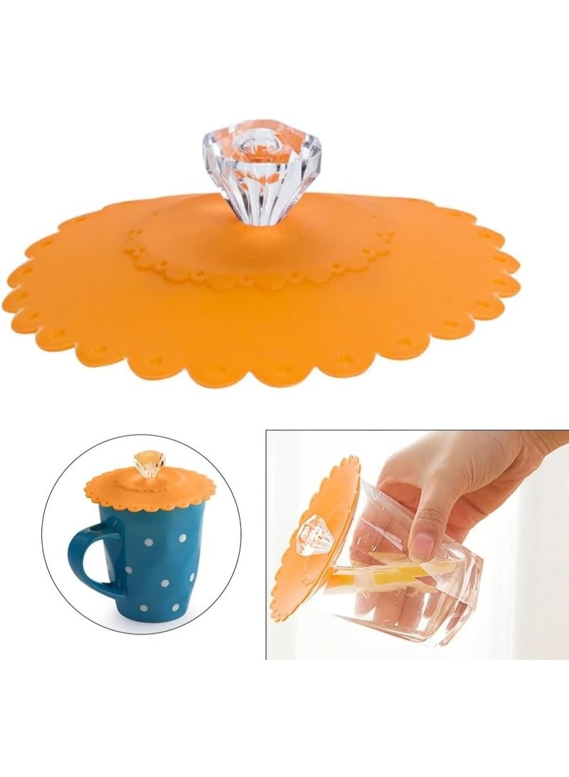 غطاء كوب سيليكون مبتكر – غطاء أكواب زجاجية مقاوم للغبار، غطاء محكم الإغلاق لشرب القهوة، النبيذ والمشروبات – غطاء أكواب ماسك على شكل ماسة، متعدد الألوان، قابل لإعادة الاستخدام - Image 4
