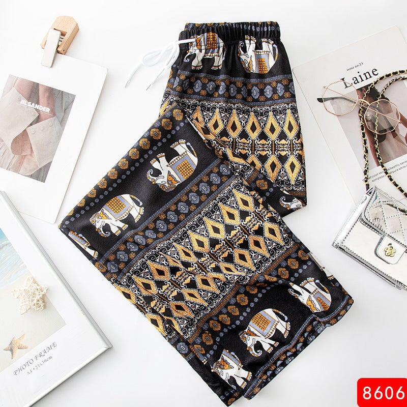Thailand Yoga Pants Elephant High Waist Wide Leg Pants Beach Pants 2024 New Summer Thin Southeast Asian Hot SellingElephant 606 Elephant 606 