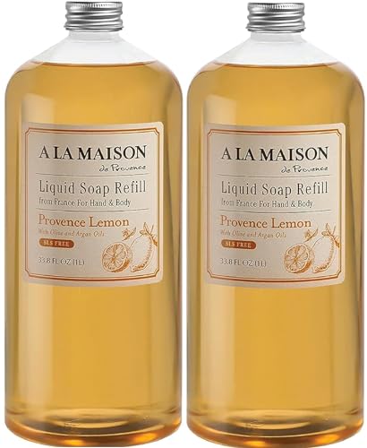 A LA MAISON Provence Lemon Natural Hand Wash Made with Essential Oils - Biodegradable, Plant-Based, Vegan, Cruelty-Free parent (1, 33.8 Fl Oz Refill Bottle, 2 Pack) - Image 1