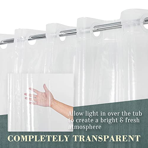 ABLUEN No Hook PEVA Shower Curtain or Liner - 8G Heavy Duty Clear Bathroom Shower Curtain No Hooks Required, Waterproof Plastic & PVC Free, Standard Size 71 x 74, Clear - Image 4