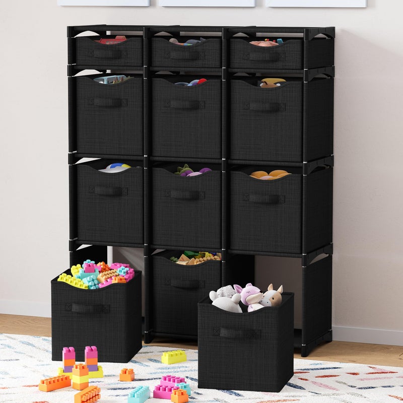 NEATERIZE Cube Storage Organizer with Storage Bins Included - The Perfect Closet Organizers and Storage Solution. Includes 12 Storage Cubes, Great For Toy Storage, Closet Storage, Clothes Storage (Black) - Image 3