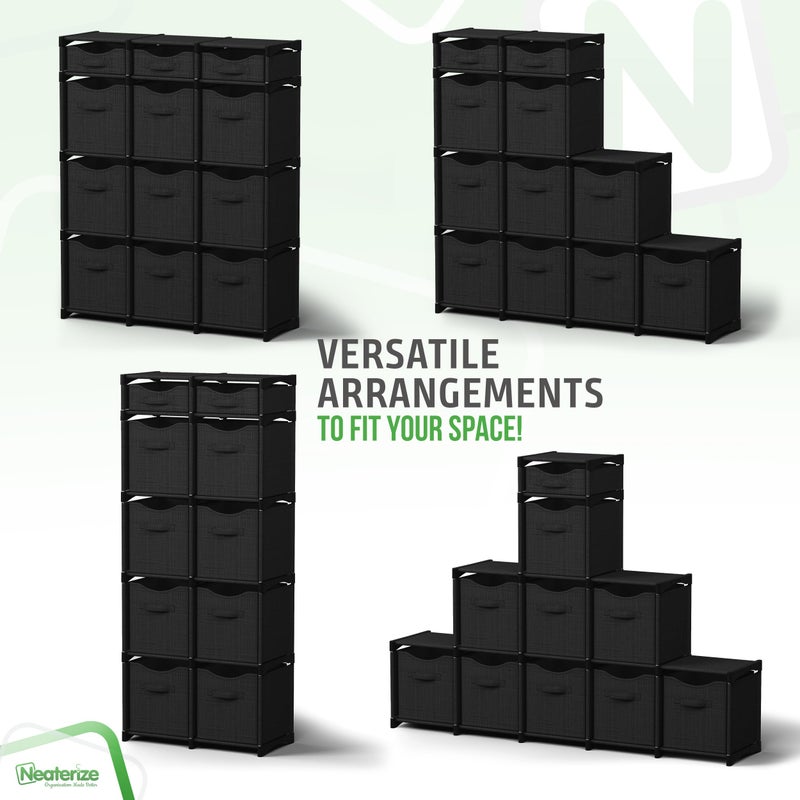NEATERIZE Cube Storage Organizer with Storage Bins Included - The Perfect Closet Organizers and Storage Solution. Includes 12 Storage Cubes, Great For Toy Storage, Closet Storage, Clothes Storage (Black) - Image 5