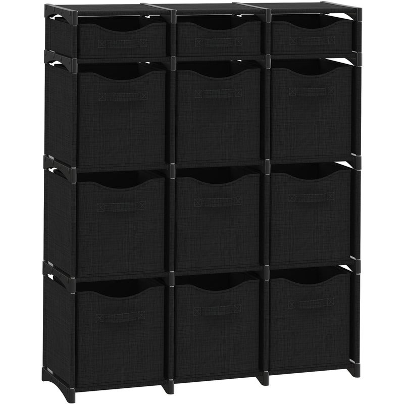 NEATERIZE Cube Storage Organizer with Storage Bins Included - The Perfect Closet Organizers and Storage Solution. Includes 12 Storage Cubes, Great For Toy Storage, Closet Storage, Clothes Storage (Black) - Image 1