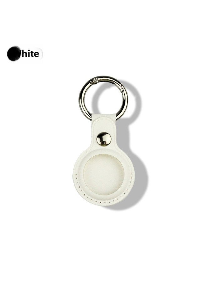 Suitable For Apple Airtag Tracker Anti-Lost Device Locator Leather Protective Case Airtags Protective Case-Color:White-Applicable Model:Single Hole Airtag Case