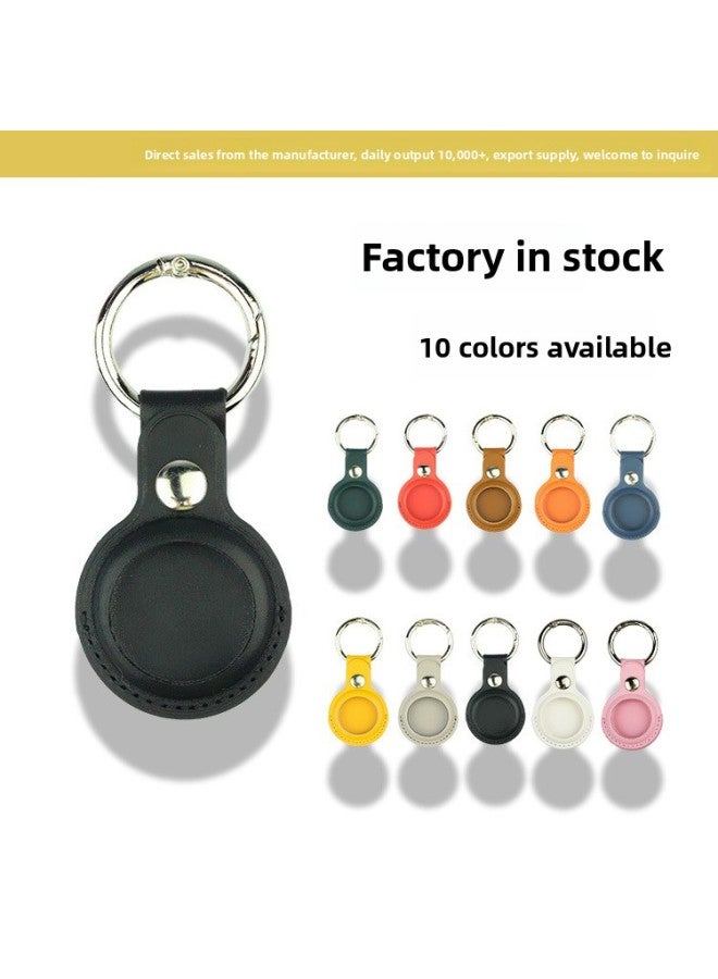 Suitable For Apple Airtag Tracker Anti-Lost Device Locator Leather Protective Case Airtags Protective Case-Color:White-Applicable Model:Single Hole Airtag Case