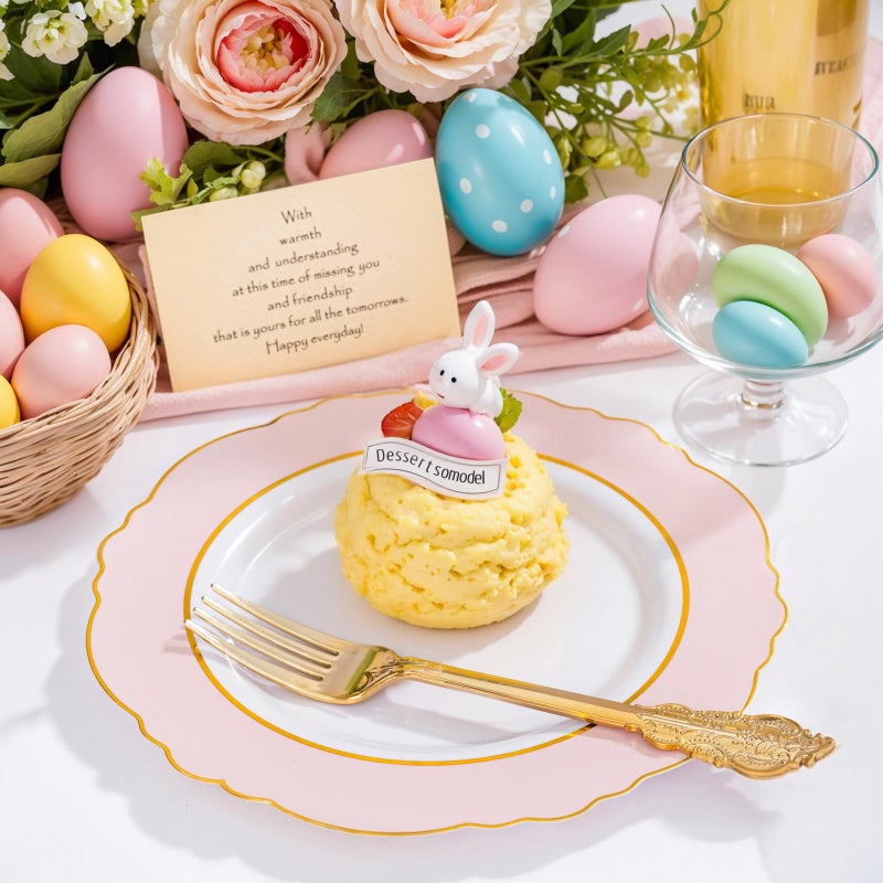 WDF 60pcs Pink Dessert Plates - 7.5inch Baroque Pink and White Disposable Dessert Cute Cake Plates for Upscale Parties &Wedding-Special for Baby Shower, Brithday, Easter - Image 2