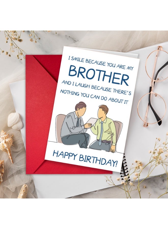 بطاقات معايدة عيد ميلاد للأخ مع أظرف - بطاقات تهنئة مضحكة ومعبرة، مجموعة من 4 قطع - Image 3