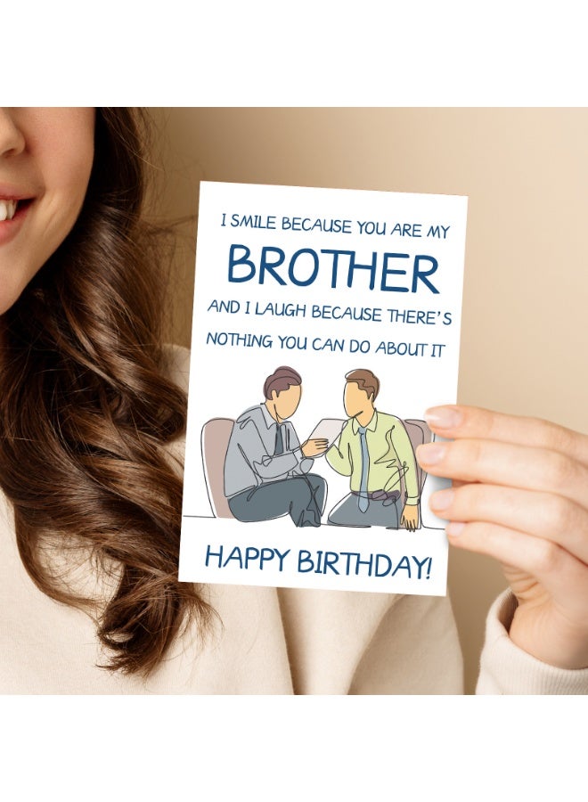 بطاقات معايدة عيد ميلاد للأخ مع أظرف - بطاقات تهنئة مضحكة ومعبرة، مجموعة من 4 قطع - Image 4