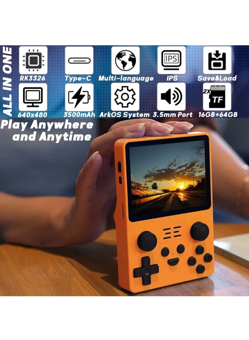 RGB20S Handheld Game Console with Retro Open Source System, Preloaded 15000+ Games, RK3326 3.5-Inch 4:3 IPS Screen for Children's Gifts (Yellow) - Image 4