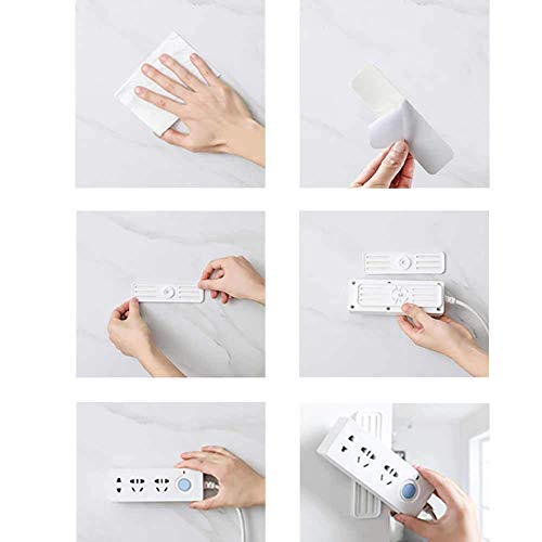 KPNG Self Adhesive Power Strip Wall Mount,No Damage Wall-Mounted Fixation Holders Mount Reusable for Power Strips Cable Organizers, Photo Frame, Wall Clock, Cabinet Light (Pack of-4, White) - Image 5