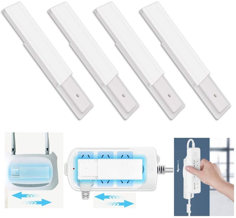 KPNG Self Adhesive Power Strip Wall Mount,No Damage Wall-Mounted Fixation Holders Mount Reusable for Power Strips Cable Organizers, Photo Frame, Wall Clock, Cabinet Light (Pack of-4, White) - Image 2