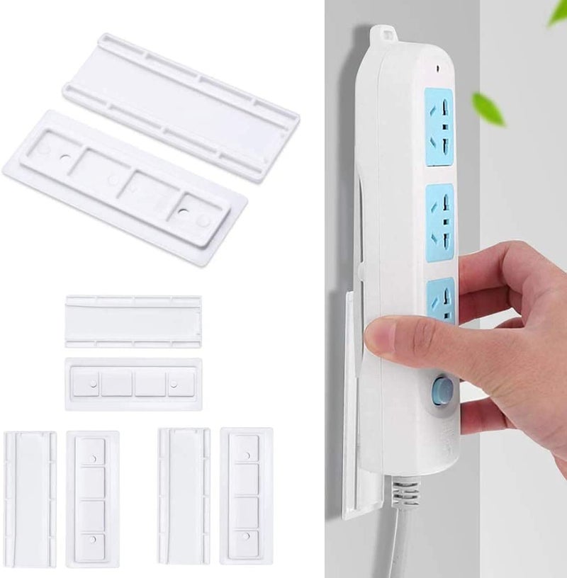 KPNG Self Adhesive Power Strip Wall Mount,No Damage Wall-Mounted Fixation Holders Mount Reusable for Power Strips Cable Organizers, Photo Frame, Wall Clock, Cabinet Light (Pack of-4, White) - Image 1
