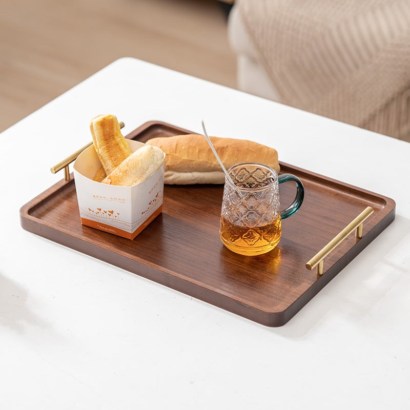 Light Luxury Vintage Bamboo Tea Tray Tray Bamboo Commercial Rectangular Tea Tray Pastry Handle Barbecue Dinner Tray - Image 4