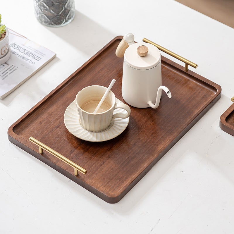 Light Luxury Vintage Bamboo Tea Tray Tray Bamboo Commercial Rectangular Tea Tray Pastry Handle Barbecue Dinner Tray - Image 5