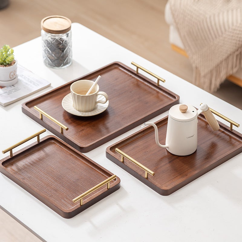 Light Luxury Vintage Bamboo Tea Tray Tray Bamboo Commercial Rectangular Tea Tray Pastry Handle Barbecue Dinner Tray - Image 2