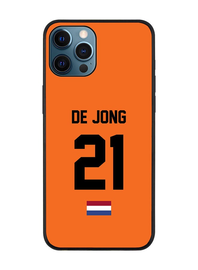 Stylizedd Rugged Black edge case for Apple iPhone 12 Pro Max Slim fit Soft Case Flexible Rubber Edges Anti Drop TPU Gel Thin Cover - Football Team - Netherlands Player Name - De Jong - Image 1