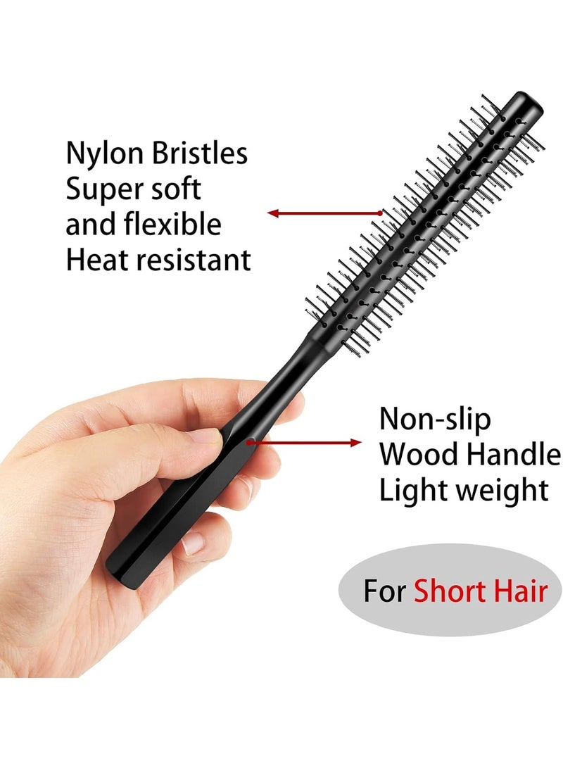 VIUAUAX 2 Pcs Thick Round Hair Comb Hair Brush Blow Drying Hairbrush Small Brush Short Hair Massage Comb Head Massage Round Brush Roll Hairbrush for Wet or Dry Hair (Black)Straight hair curly hair styling nylon roller comb, home daily use scalp massage portable comb - Image 2