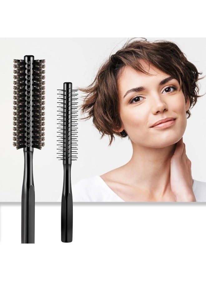 VIUAUAX 2 Pcs Thick Round Hair Comb Hair Brush Blow Drying Hairbrush Small Brush Short Hair Massage Comb Head Massage Round Brush Roll Hairbrush for Wet or Dry Hair (Black)Straight hair curly hair styling nylon roller comb, home daily use scalp massage portable comb - Image 3