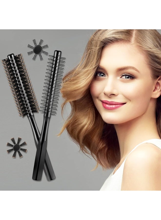 VIUAUAX 2 Pcs Thick Round Hair Comb Hair Brush Blow Drying Hairbrush Small Brush Short Hair Massage Comb Head Massage Round Brush Roll Hairbrush for Wet or Dry Hair (Black)Straight hair curly hair styling nylon roller comb, home daily use scalp massage portable comb - Image 4