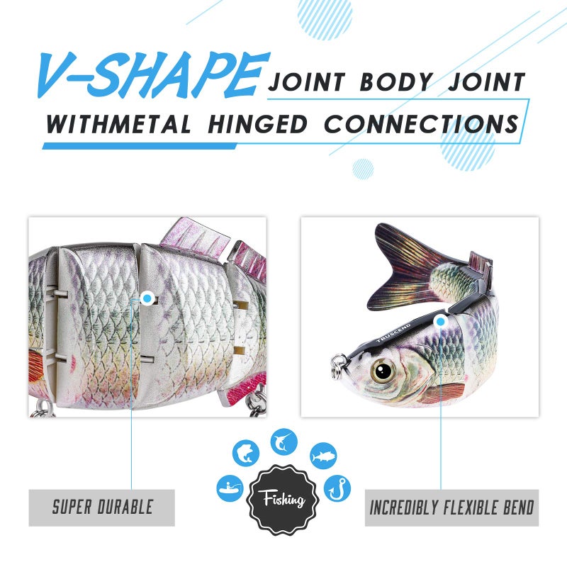 TRUSCEND طعم TRUSCEND سهل الصيد Swimmax، سحري ضوضائي متقلب مع اهتزازات لزيادة الصيد، طعم مقسم مشترك بواسطة ألياف داينيم القوية، طعوم صيد حيوية لصيد عائلي مريح - Image 3