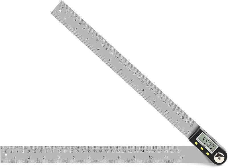 Delgada 12 inch/300mm Digital Angle Finder Tool Stainless Steel Digital Protractor Angle Ruler Finder Tool for Woodworking with Zeroing and Locking Function Battery - Image 1