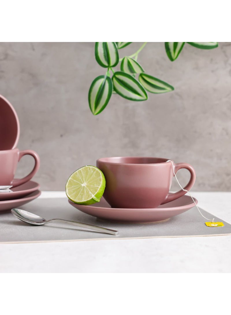 DANUBE HOME Apollo 8-Piece Stoneware Coffee Cup and Saucer Set – Elegant Tea Cups with Matching Saucers, Dishwasher & Microwave Safe, Perfect for Home, Office, or Gifting 250ml  - Image 3