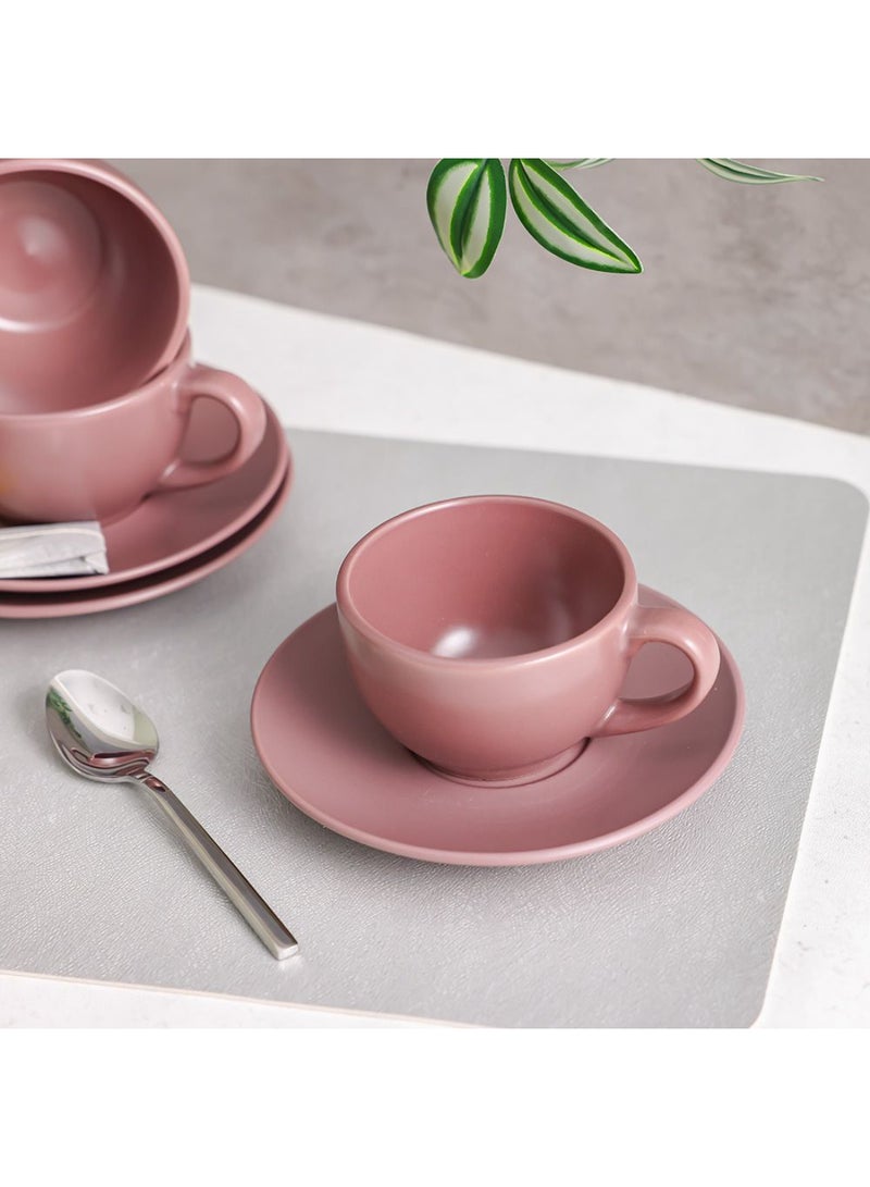 DANUBE HOME Apollo 8-Piece Stoneware Coffee Cup and Saucer Set – Elegant Tea Cups with Matching Saucers, Dishwasher & Microwave Safe, Perfect for Home, Office, or Gifting 250ml  - Image 2