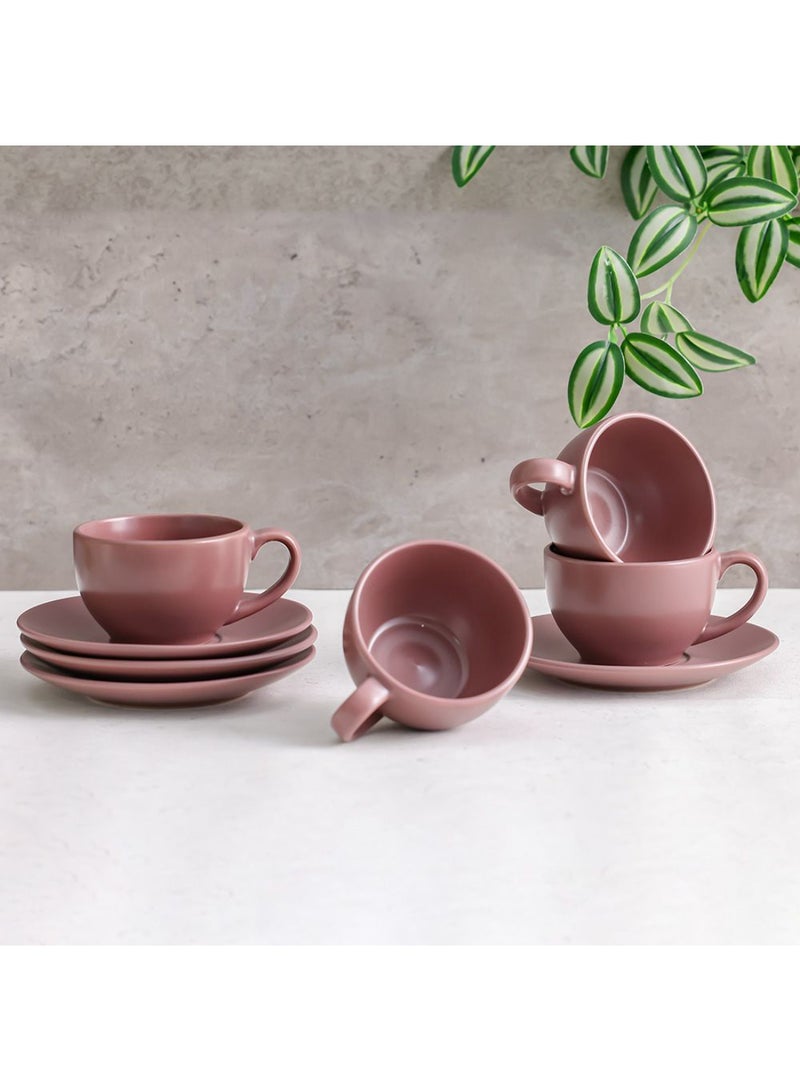 DANUBE HOME Apollo 8-Piece Stoneware Coffee Cup and Saucer Set – Elegant Tea Cups with Matching Saucers, Dishwasher & Microwave Safe, Perfect for Home, Office, or Gifting 250ml  - Image 1