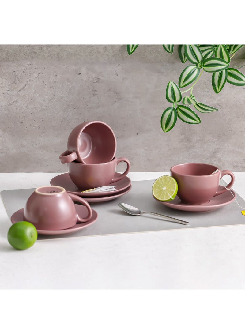 DANUBE HOME Apollo 8-Piece Stoneware Coffee Cup and Saucer Set – Elegant Tea Cups with Matching Saucers, Dishwasher & Microwave Safe, Perfect for Home, Office, or Gifting 250ml  - Image 5