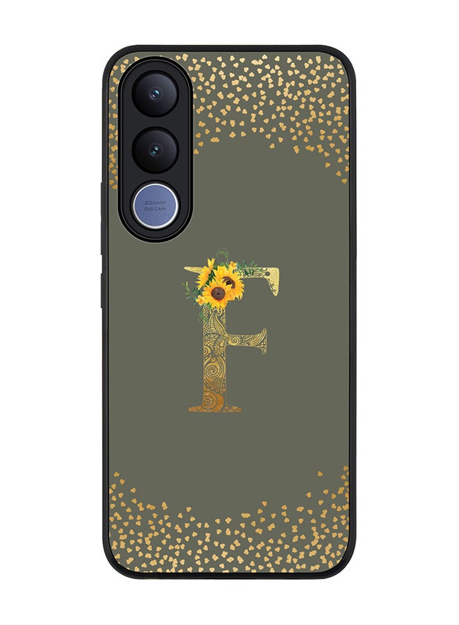 Stylizedd For vivo V70 FE Case,Slim fit Camera Protection, Shockproof Thin Phone cover  - Custom Floral Monogram - F  (Olive Green ) - Image 1