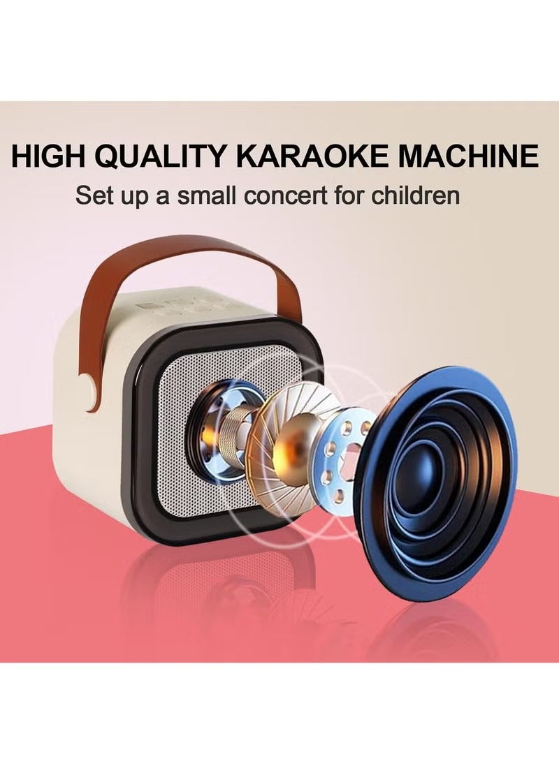 Mini Karaoke Machine with 2 Wireless Microphones, Kids Karaoke Machine for Girls Pre-Loaded Songs Years Old Teens Birthday ，Mini Portable Bluetooth Speaker (White) - Image 3