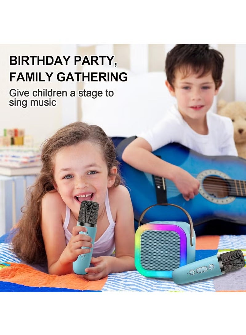 Mini Karaoke Machine with 2 Wireless Microphones, Kids Karaoke Machine for Girls Pre-Loaded Songs Years Old Teens Birthday ，Mini Portable Bluetooth Speaker (White) - Image 5